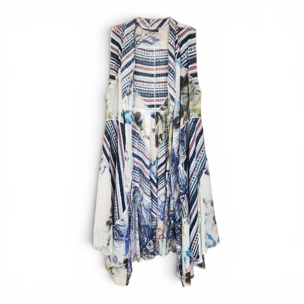 Longline Boho Patchwork Sleeveless Kimono Open Cardigan Large Waterfall Southwes